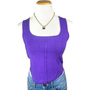 House Of Harlow Knit‎ Purple Crop Tank Top Large